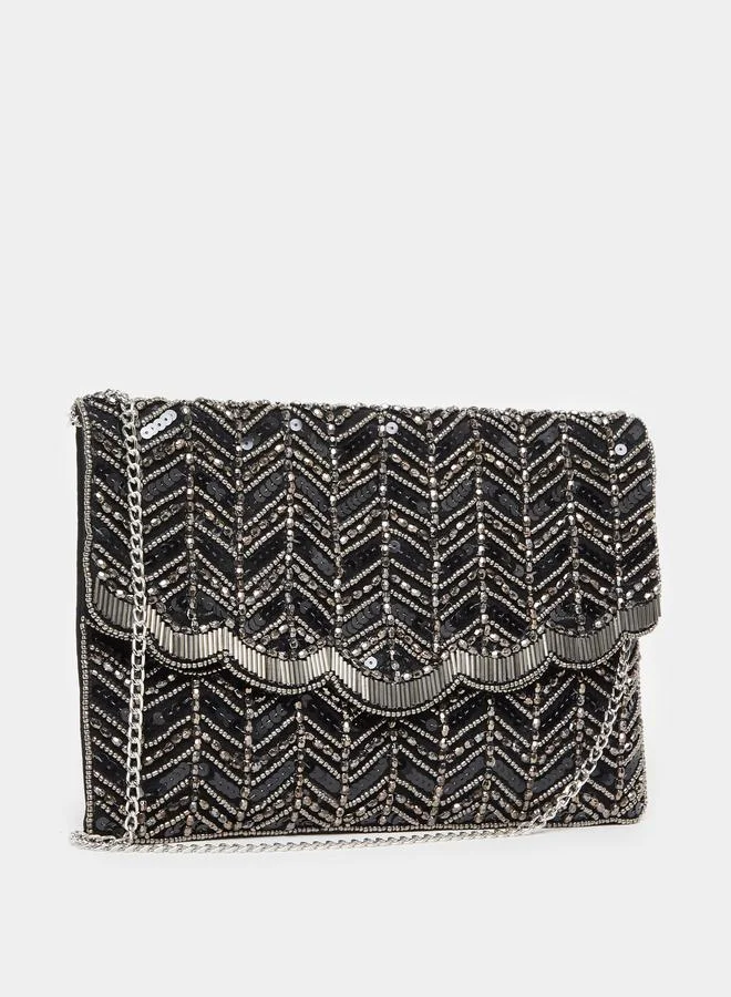 ستايلي حقيبة كلاتش سوداء مزينة